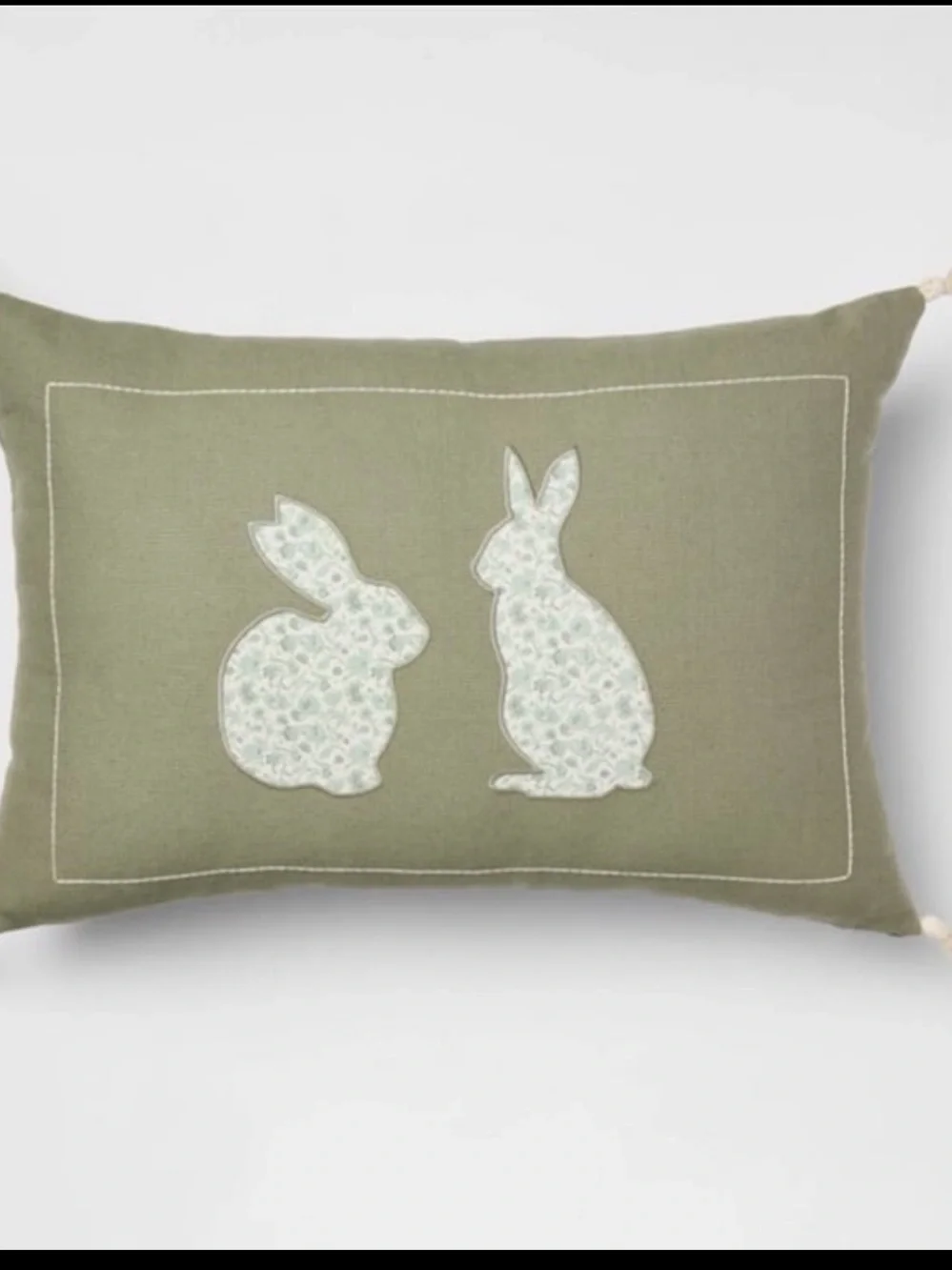 Lumbar Easter Bunny Applique with Tassels Army Green - Threshold Studio McGee